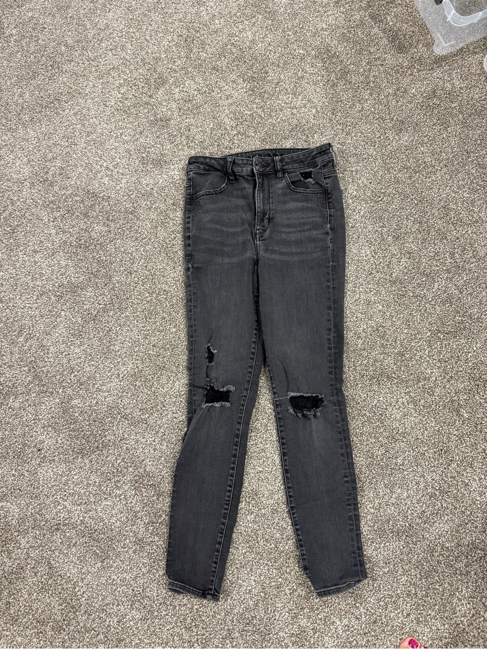 American Eagle Outfitters Washed Black Distressed Skinny Jeans